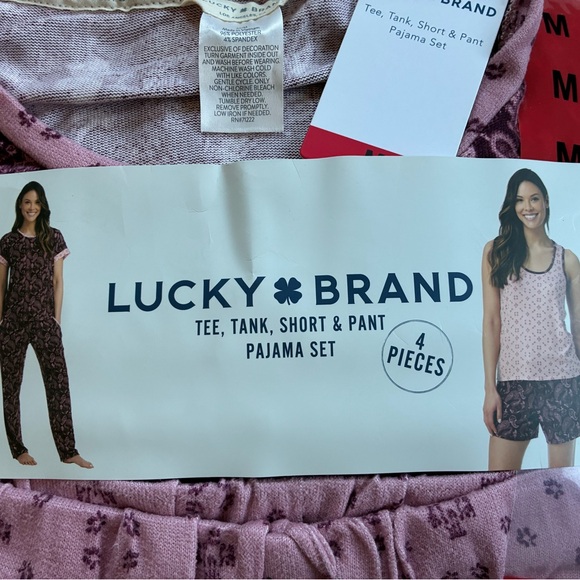 Lucky Brand Maroon and Pink Paisley Print Four Piece Pajama Set Size Medium NWT - Picture 4 of 8